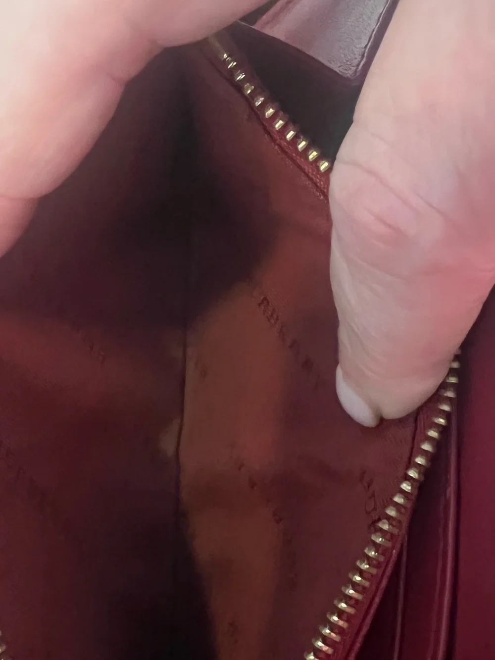 Burberry Red Leather & Beige Check Zip Wallet - Picture 12 of 15
